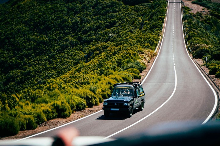 a car driving on a road